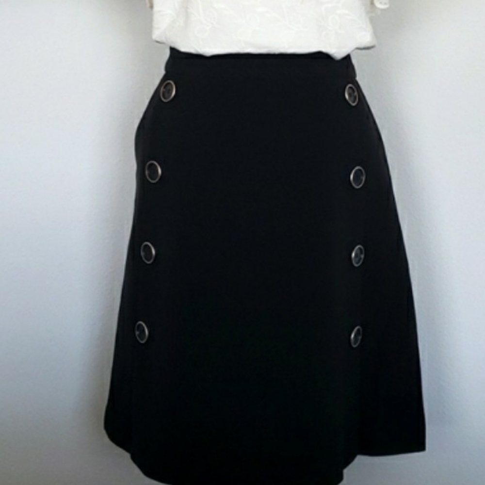 CATHERINE MALANDRINO Black A-Line Mini Skirt with Pockets--NWT--12 - Picture 5 of 14
